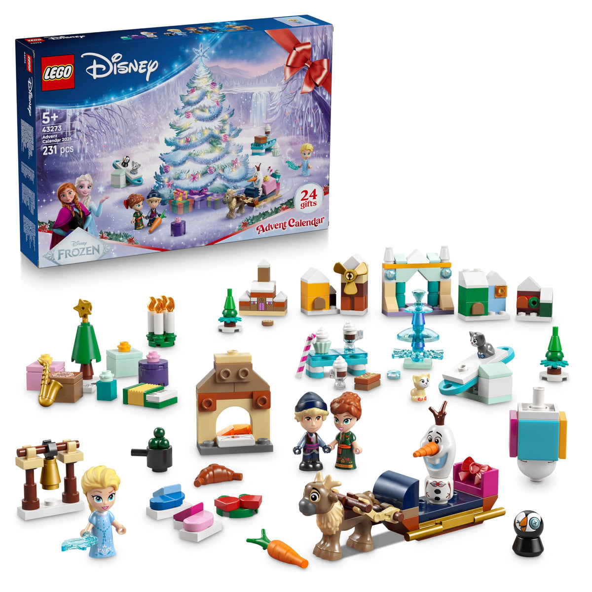 Discover the LEGO 43273 Disney Princess Advent Calendar, featuring 24 delightful gifts and characters from Frozen.