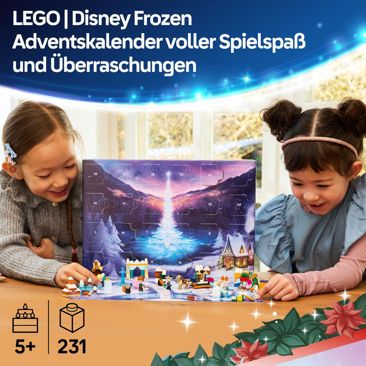 Children having fun with LEGO Disney Frozen Advent Calendar; order online now for a magical experience. Available in India.