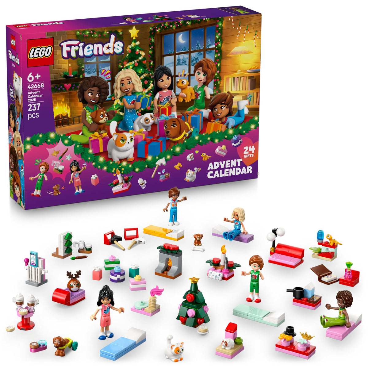 Fun LEGO Friends Advent Calendar 42668 set featuring 24 surprise pieces for endless holiday creativity. Verified by CuratCart.