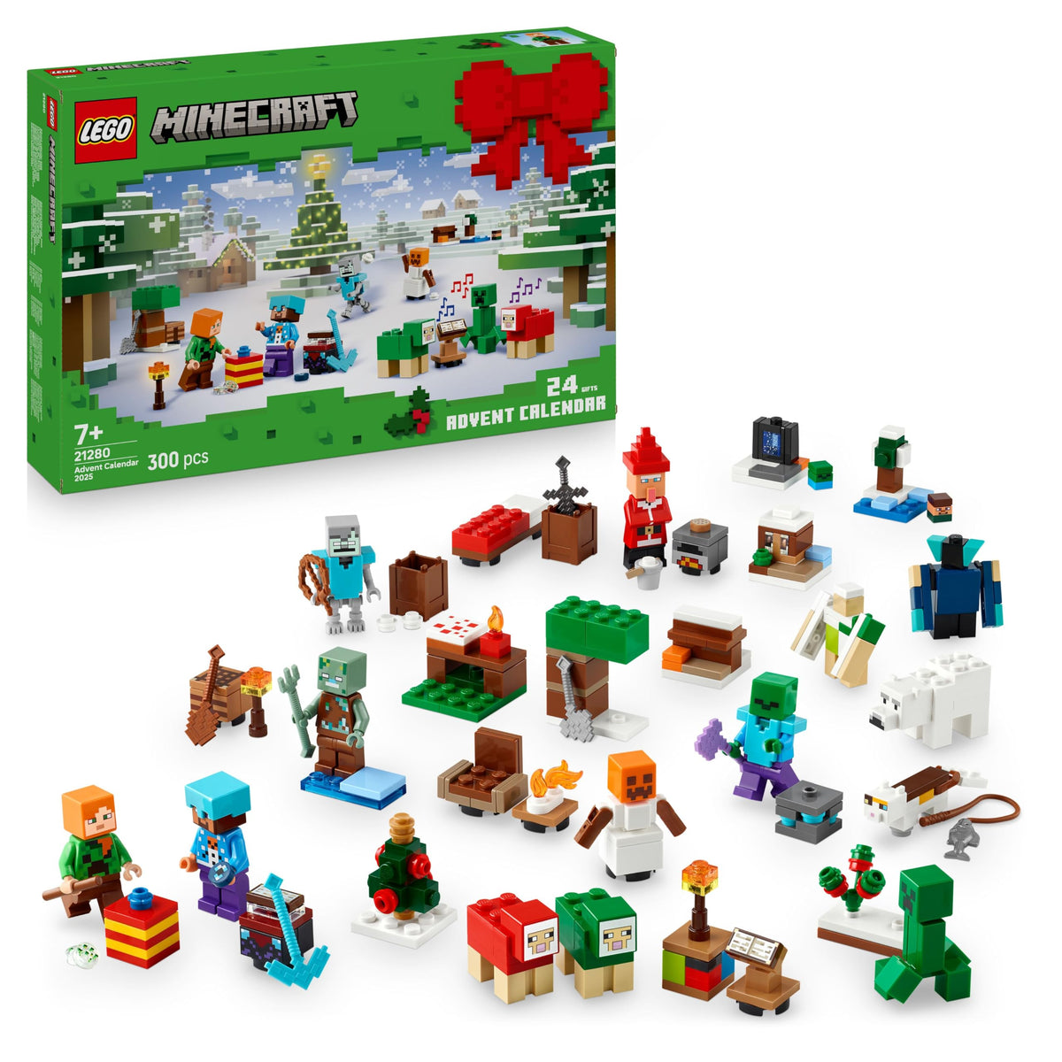 LEGO Minecraft Advent Calendar 21280 features 24 buildable mini-figures and accessories for holiday fun.