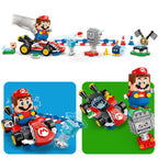 Authentic LEGO 71411 Super Mario set featuring Mario in a kart, battling Bows and interactive elements.