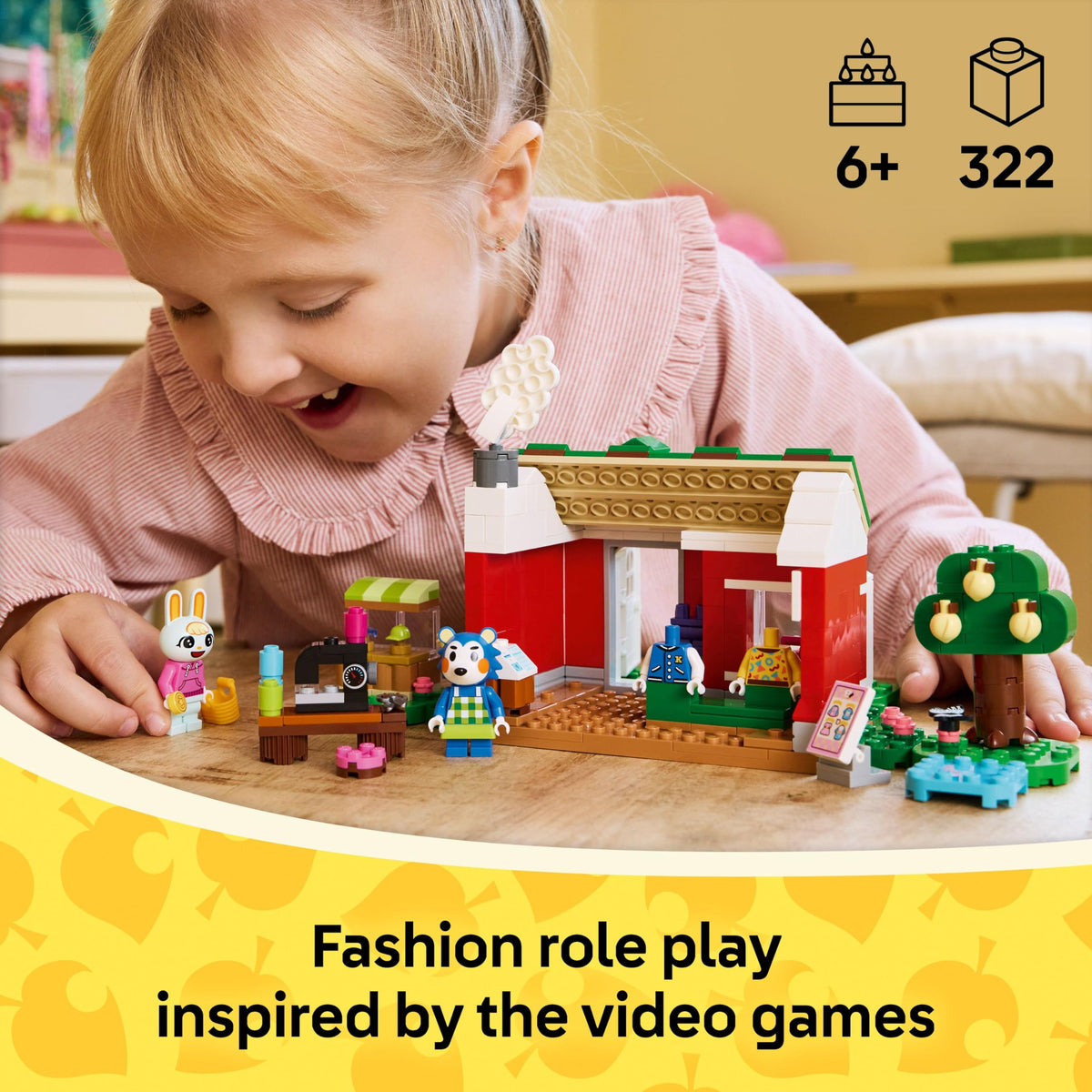 LEGO Animal Crossing Able Sisters set for fashion role play; available for online ordering. Perfect for kids aged 6+.