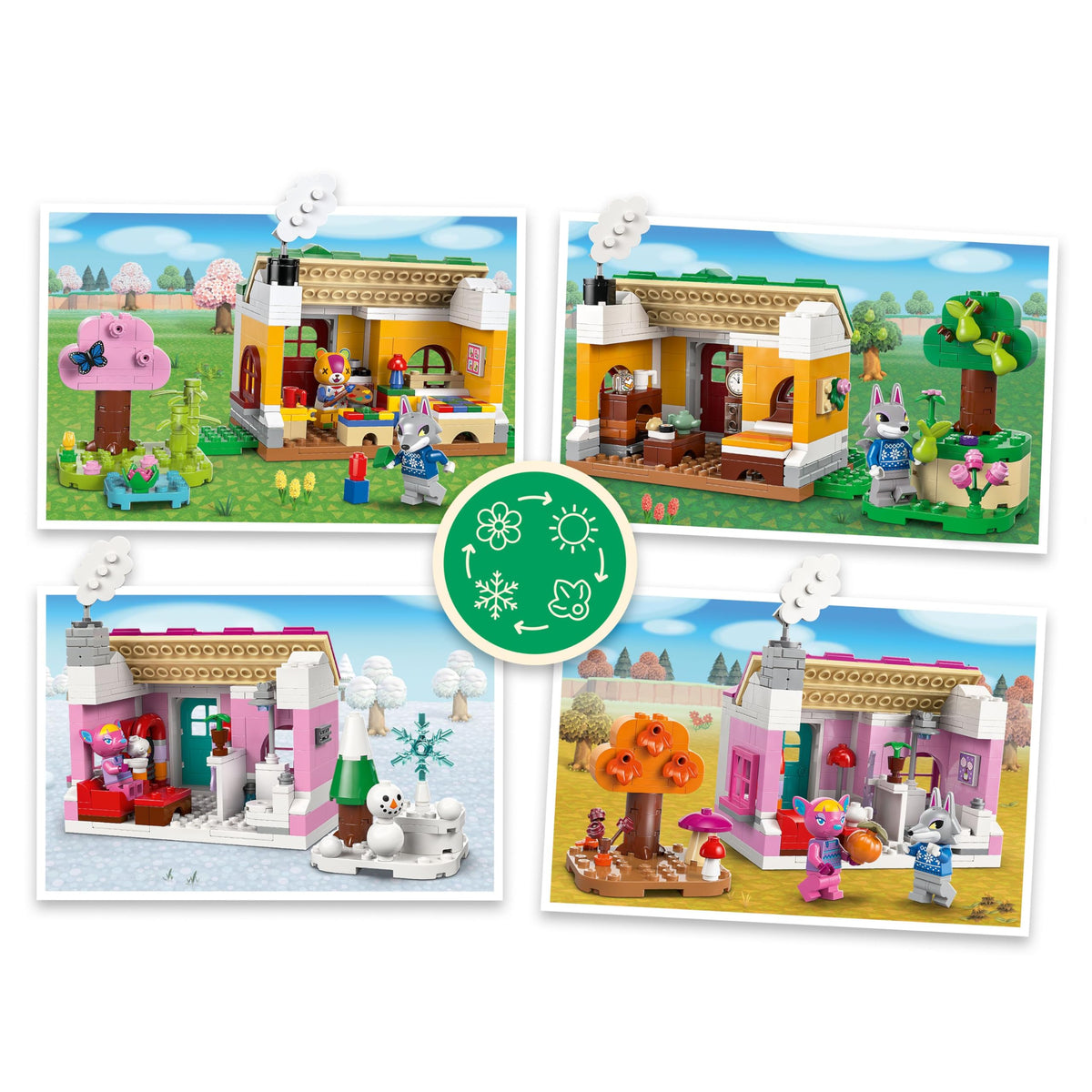 Discover LEGO Animal Crossing Creative Houses set featuring vibrant scenes across different seasons. Premium imported fun!