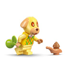LEGO Animal Crossing Goldie figure with a green leaf accessory and a chocolate ice cream cone, ideal for collectors and fans.