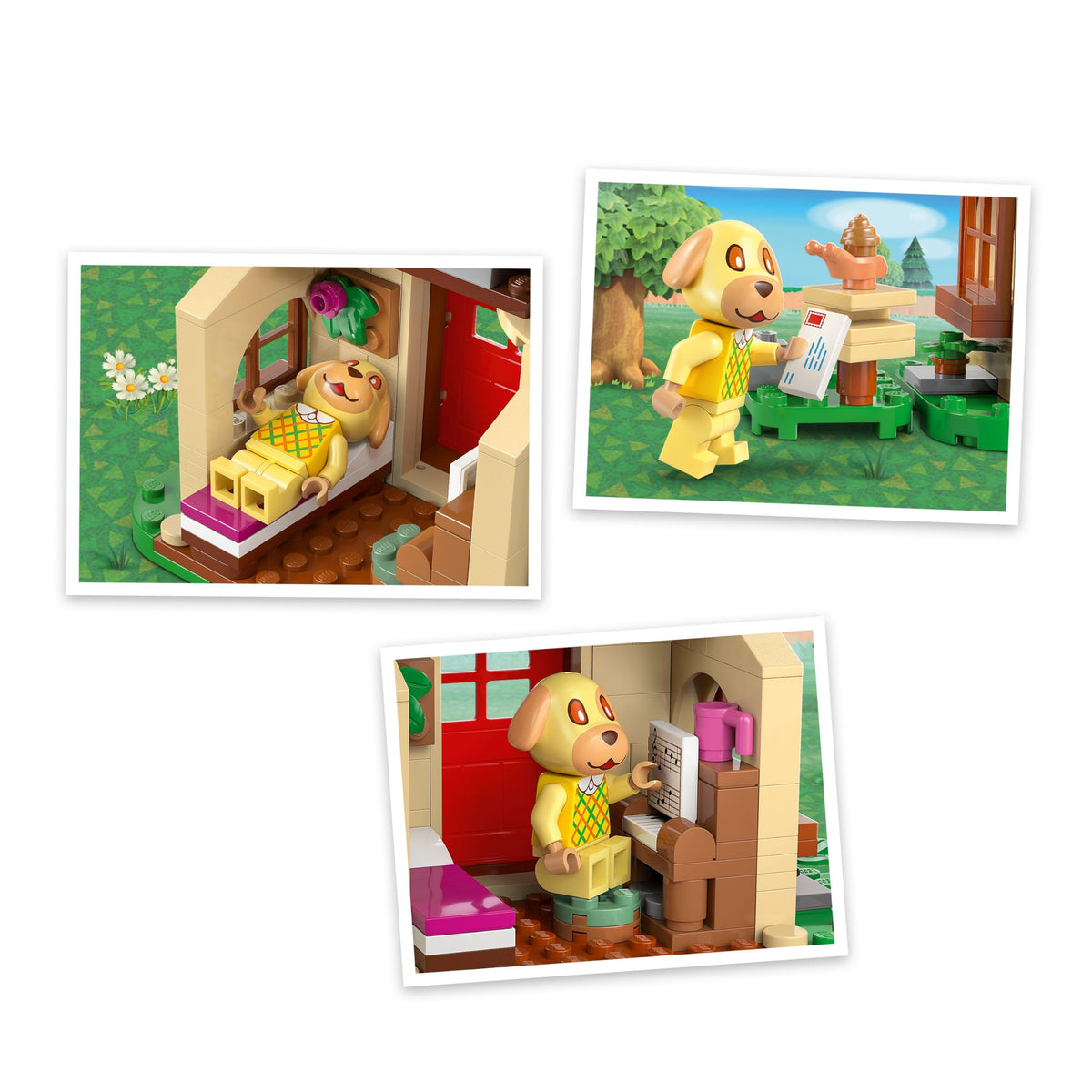 Explore Goldie's cozy house from LEGO Animal Crossing, featuring scenes of relaxation and fun. Premium imported set.