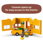 Premium imported LEGO Animal Crossing set featuring Leif's Caravan with open interior and charming details.