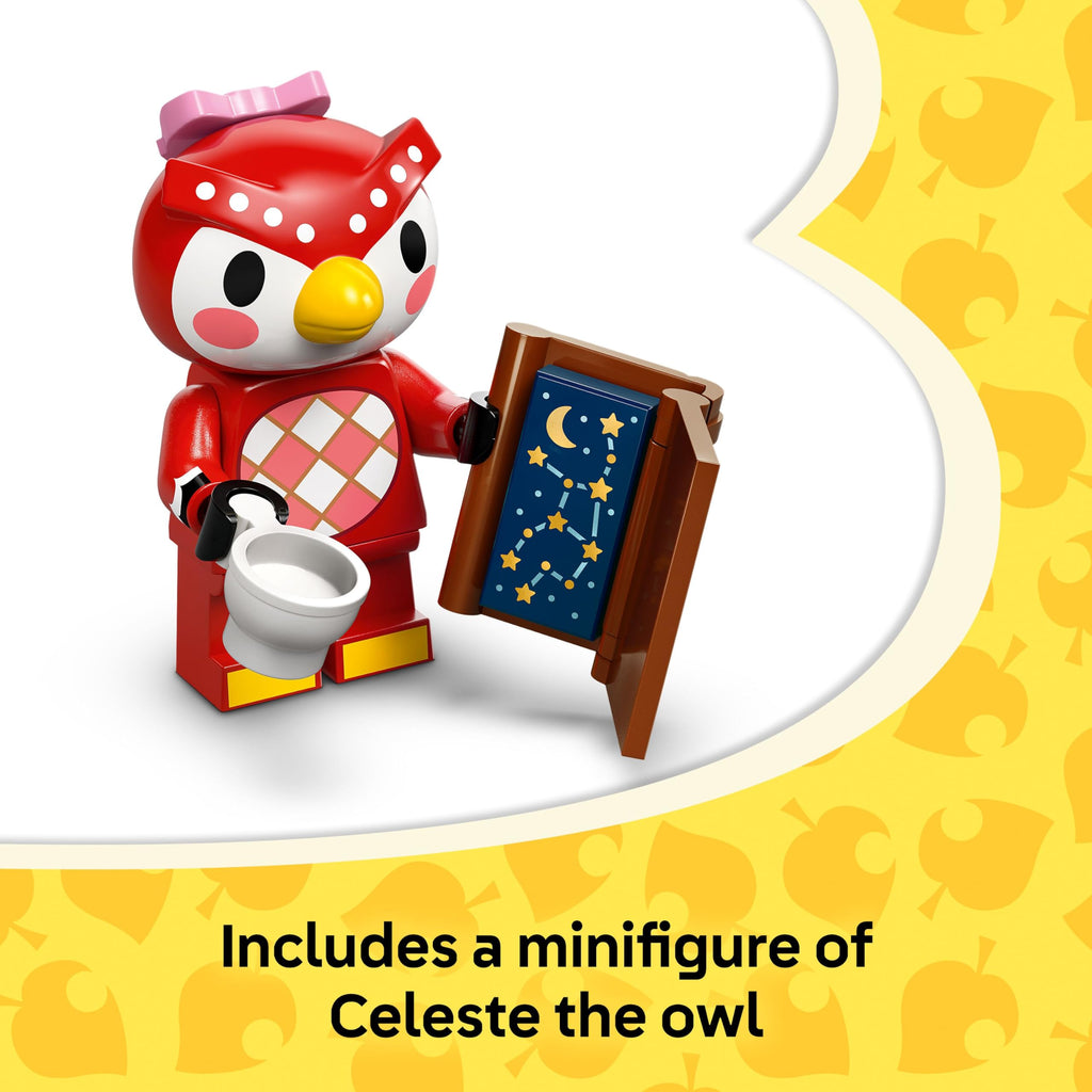 LEGO set featuring Celeste the owl with a decorative stargazing board. Verified by CuratCart for quality.