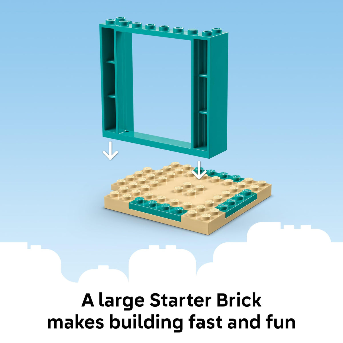 LEGO Bluey Playground Fun set featuring a large starter brick, designed for fast, easy building for kids.