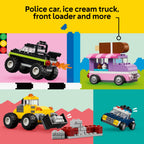 Explore creativity with authentic LEGO Classic Creative Vehicles set featuring a police car, ice cream truck, and more.