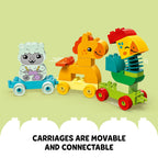 Explore creativity with LEGO DUPLO My First Animal Train 10412. Features movable carriages and cute animal figures for fun play.