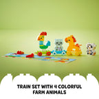 Explore creativity with LEGO DUPLO My First Animal Train 10412, featuring 4 colorful farm animals on a train.