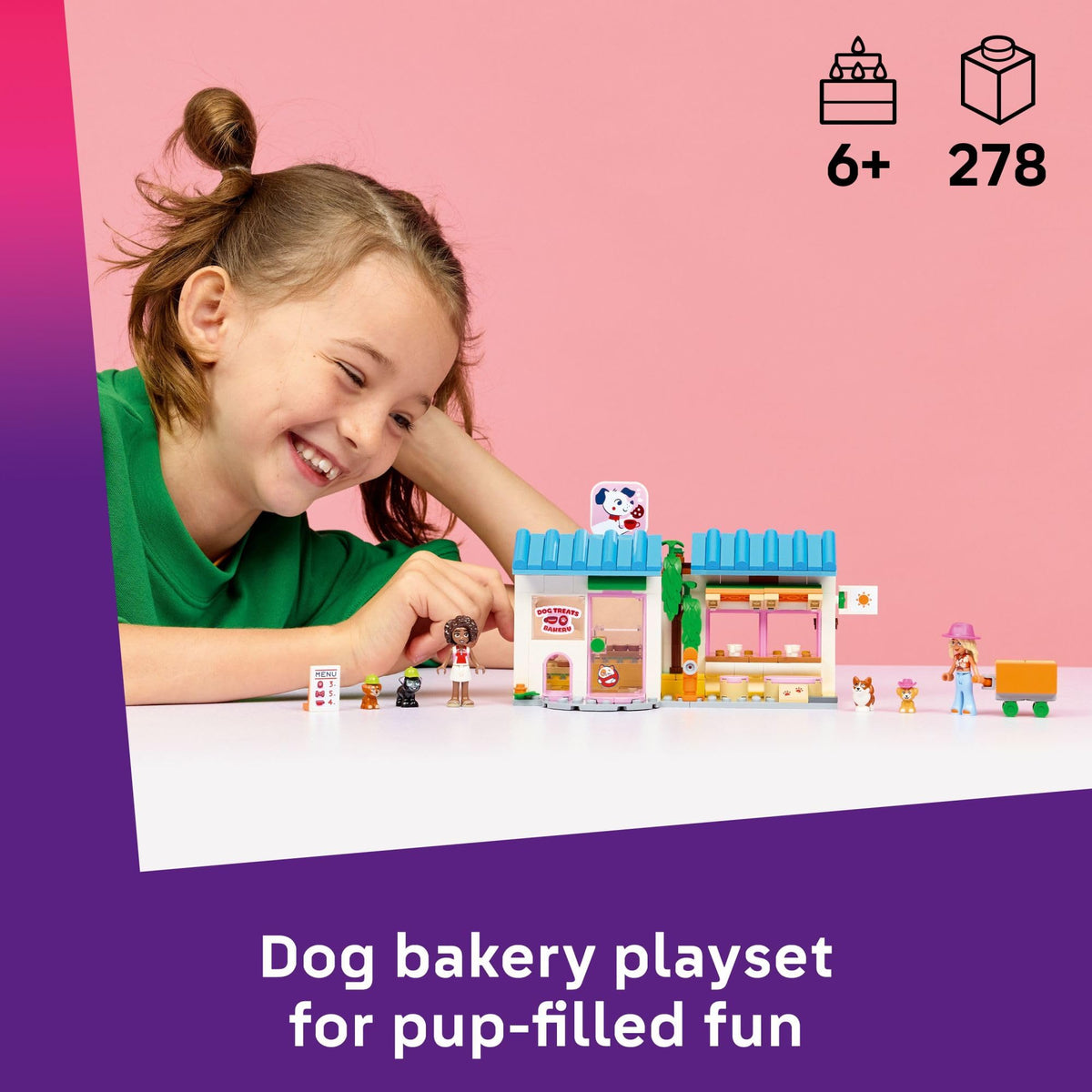Create fun with the LEGO Friends Dog Treats Bakery set. Order online to enjoy this 278-piece playset today!