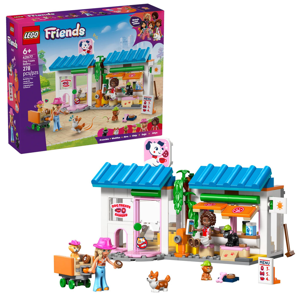 100% Genuine LEGO Friends Dog Treats Bakery 42677 set with charming bakery and playful pets. Perfect for creative play!