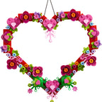 Authentic LEGO Heart Ornament Building Toy Set features vibrant flowers and hearts, perfect for festive decoration.