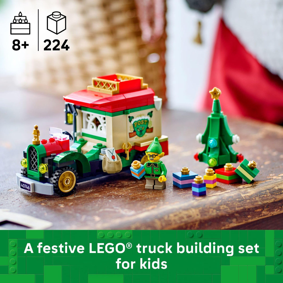 Build Santa’s Delivery Truck LEGO set with 224 pieces. Perfect holiday gift for kids 8+. Order online now!