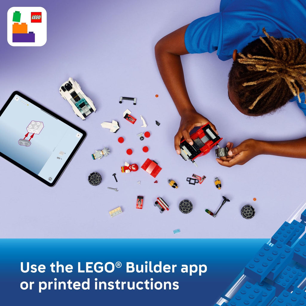 Authentic LEGO Sonic set featuring Silver's Car, vibrant pieces, and a builder app for an engaging experience.