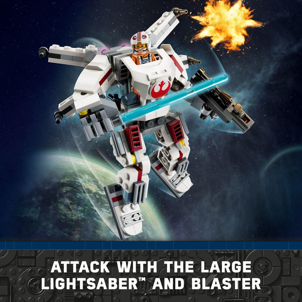 Exciting LEGO Star Wars set featuring Luke Skywalker with a lightsaber and blaster in outer space. Verified by CuratCart.