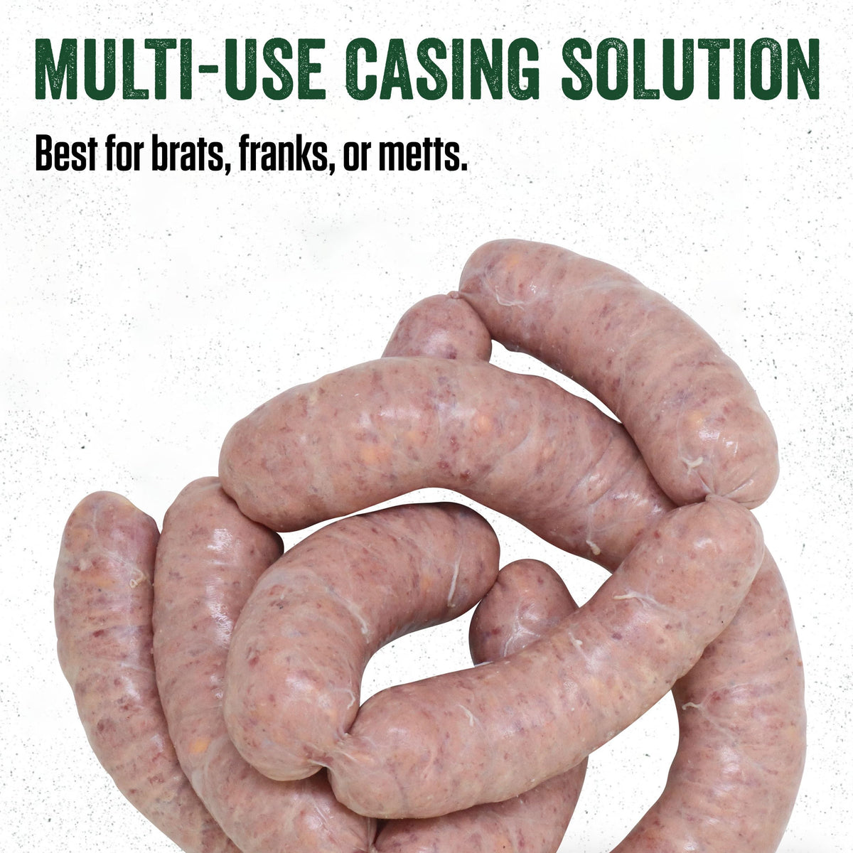 High-quality LEM Natural Hog Casings, ideal for making brats, franks, or metts, available at Curat Cart.