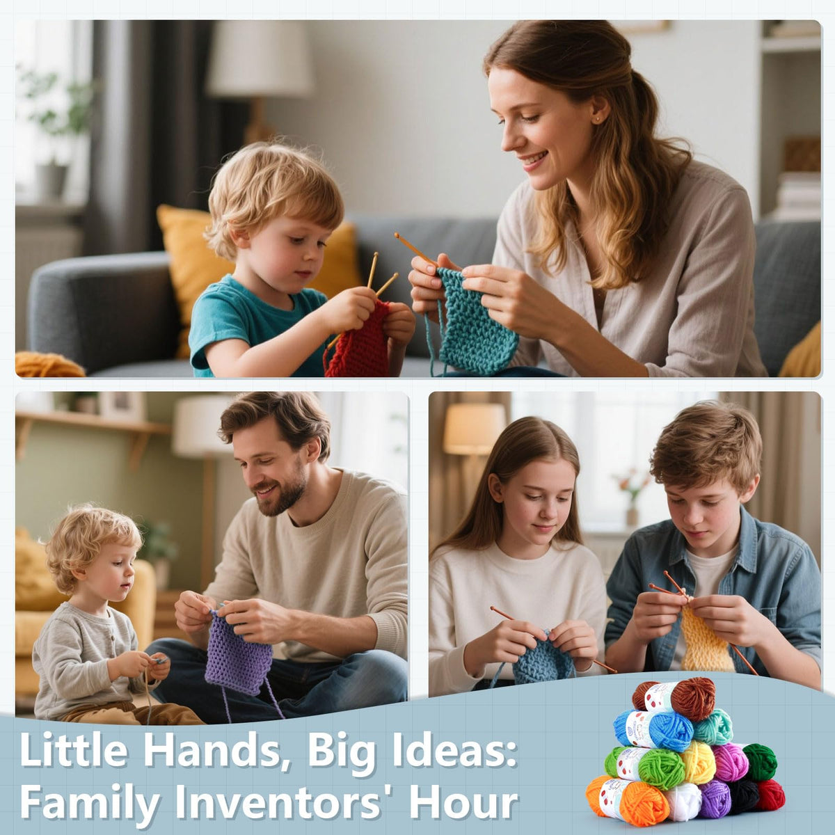 Discover the premium imported LEMESO Acrylic Yarn Bulk Pack, perfect for family crafting sessions. Available at Curat Cart.