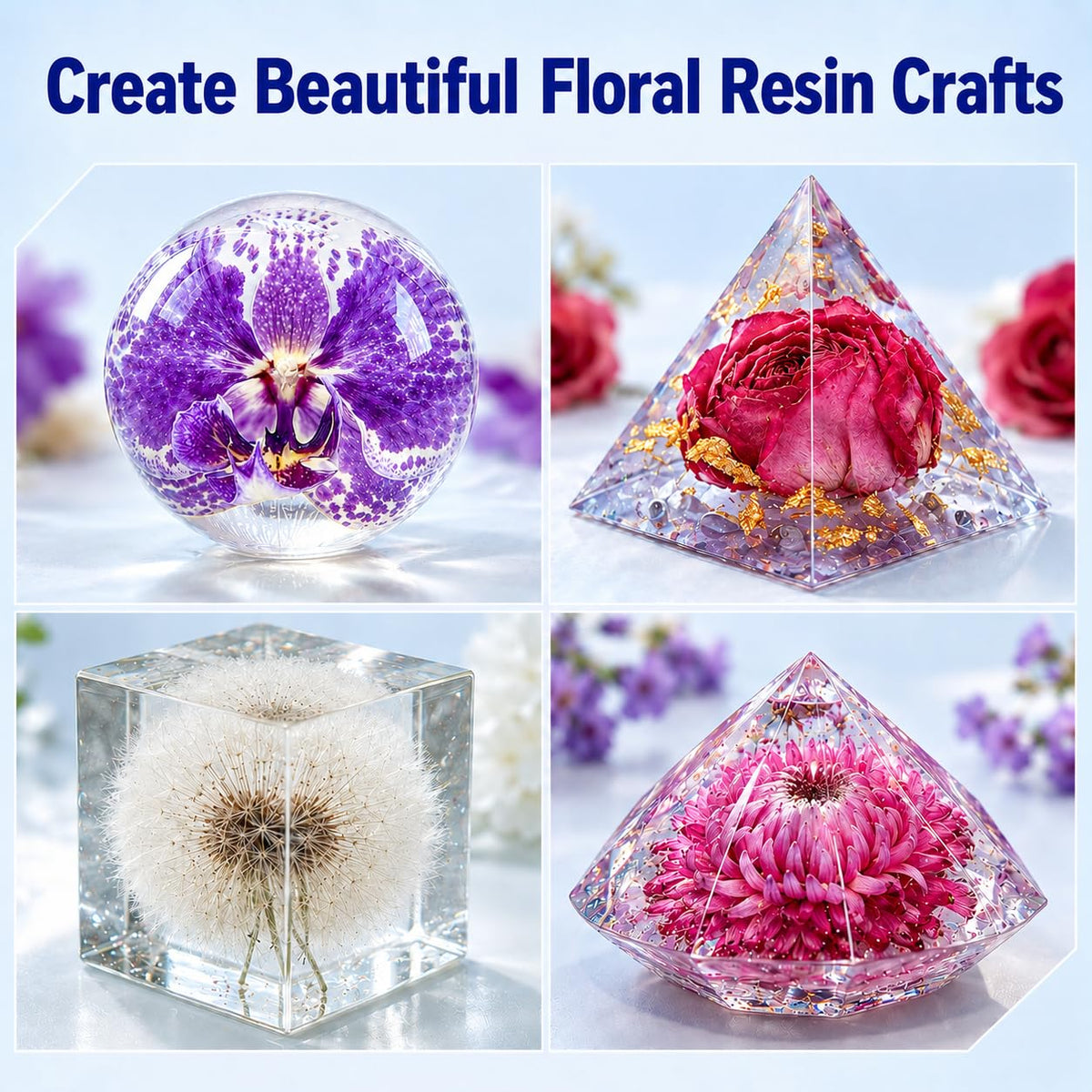 Explore Let's Resin Epoxy Resin Kits for stunning floral crafts. Perfect for DIY enthusiasts. Available at Curat Cart.