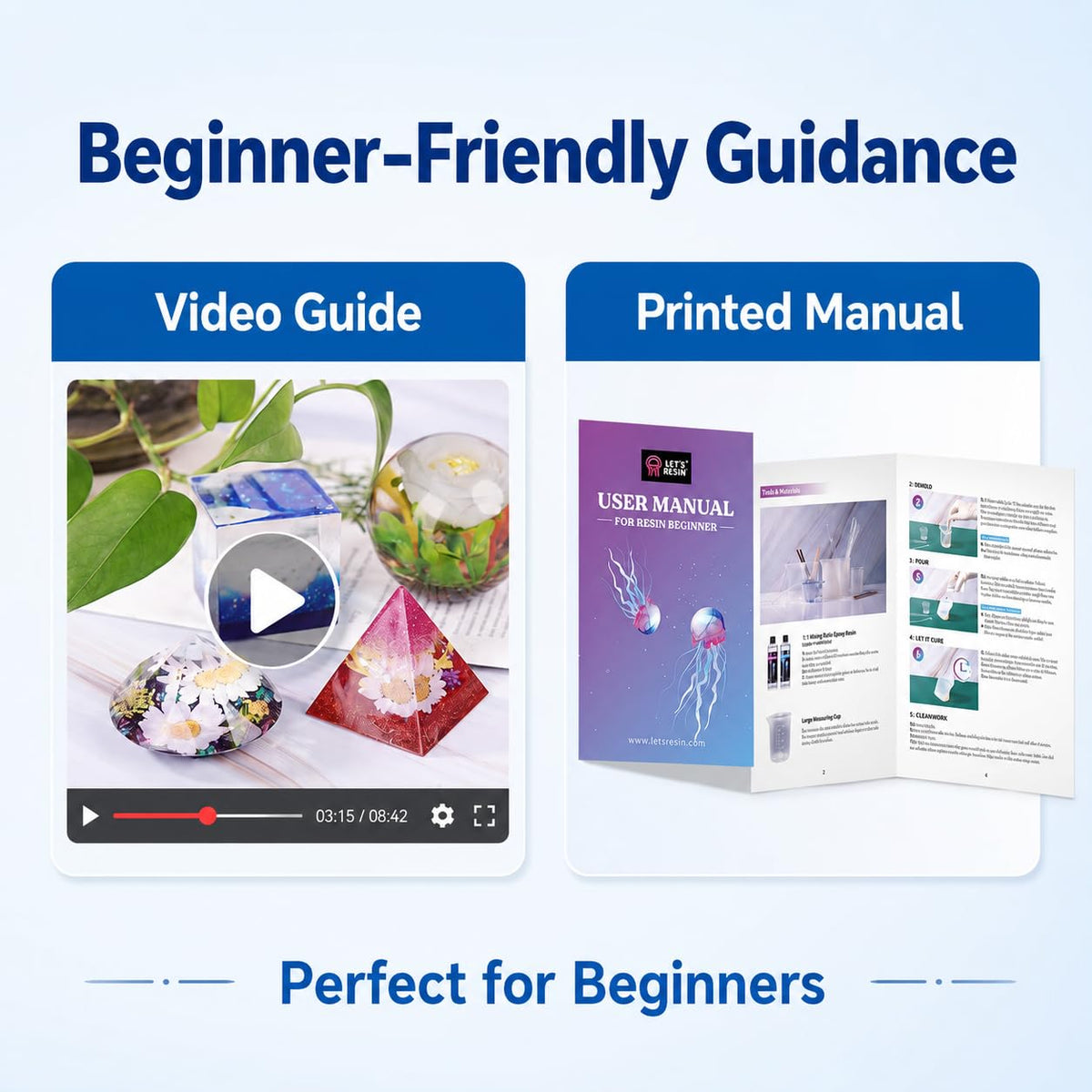 Discover premium imported Let's Resin Epoxy Resin Kits with a video guide and printed manual, perfect for beginners at Curat Cart.