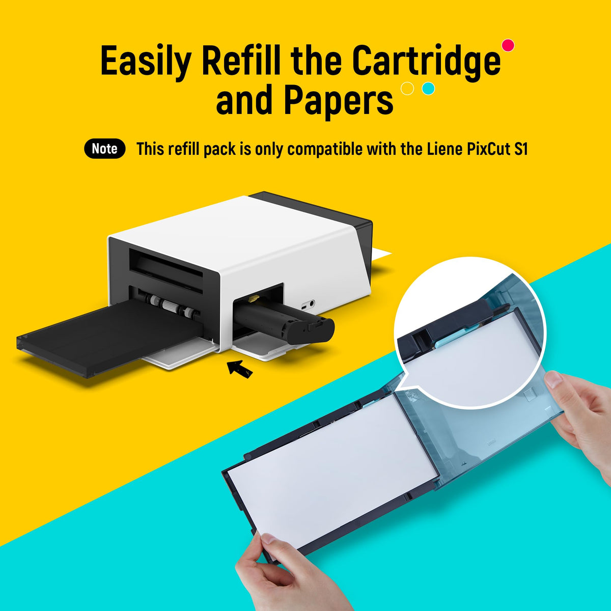 Liene Sticker Paper Cartridge refill pack, compatible with Liene PixCut S1, 100% Authentic, Available in India at Curat Cart.