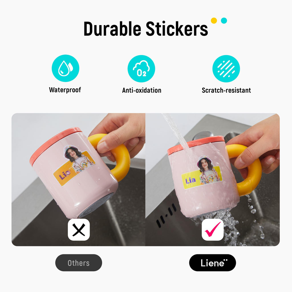 Durable Liene Sticker Paper Cartridge shown on a waterproof, scratch-resistant mug in official packaging. Available at Curat Cart.