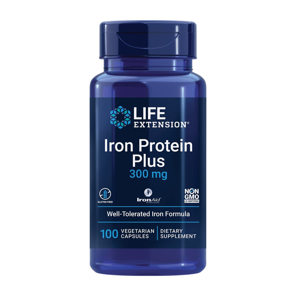 Discover Life Extension Iron Protein Plus, a premium imported dietary supplement with 100 vegetarian capsules for enhanced iron support. Available at Curat Cart.