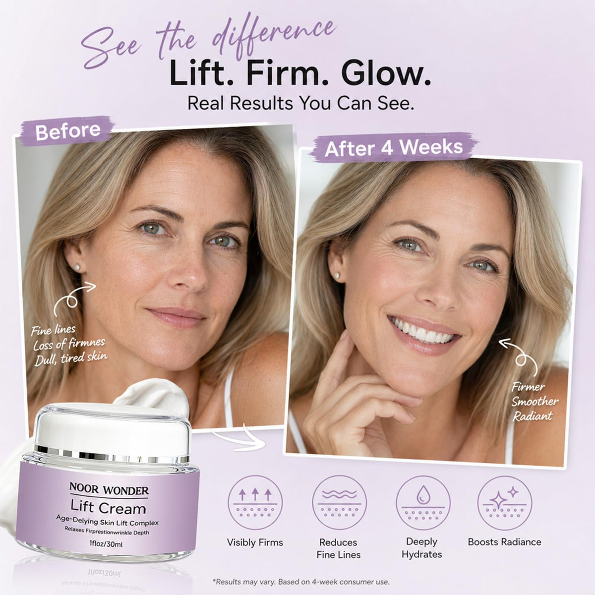 Noor Wonderlift Cream for Women visibly reduces fine lines and deeply hydrates. 100% Authentic, available at Curat Cart in India.