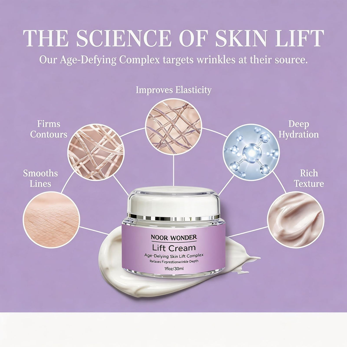 Noor Wonderlift Cream for Women, specially curated by Curat Cart, enhances skin texture and reduces wrinkles for a youthful glow.