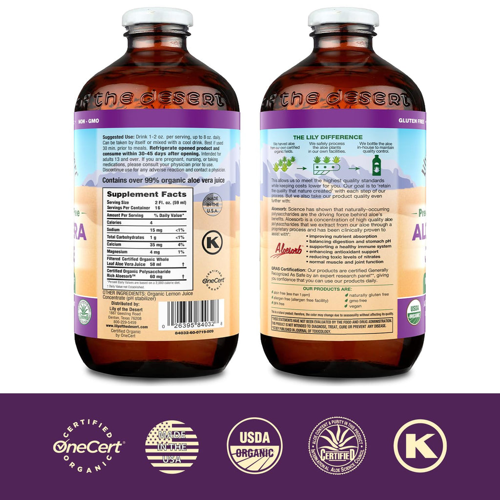 Lily of the Desert Aloe Vera juice, 100% Authentic, available in India at Curat Cart. Rich in nutrients and organic certified.