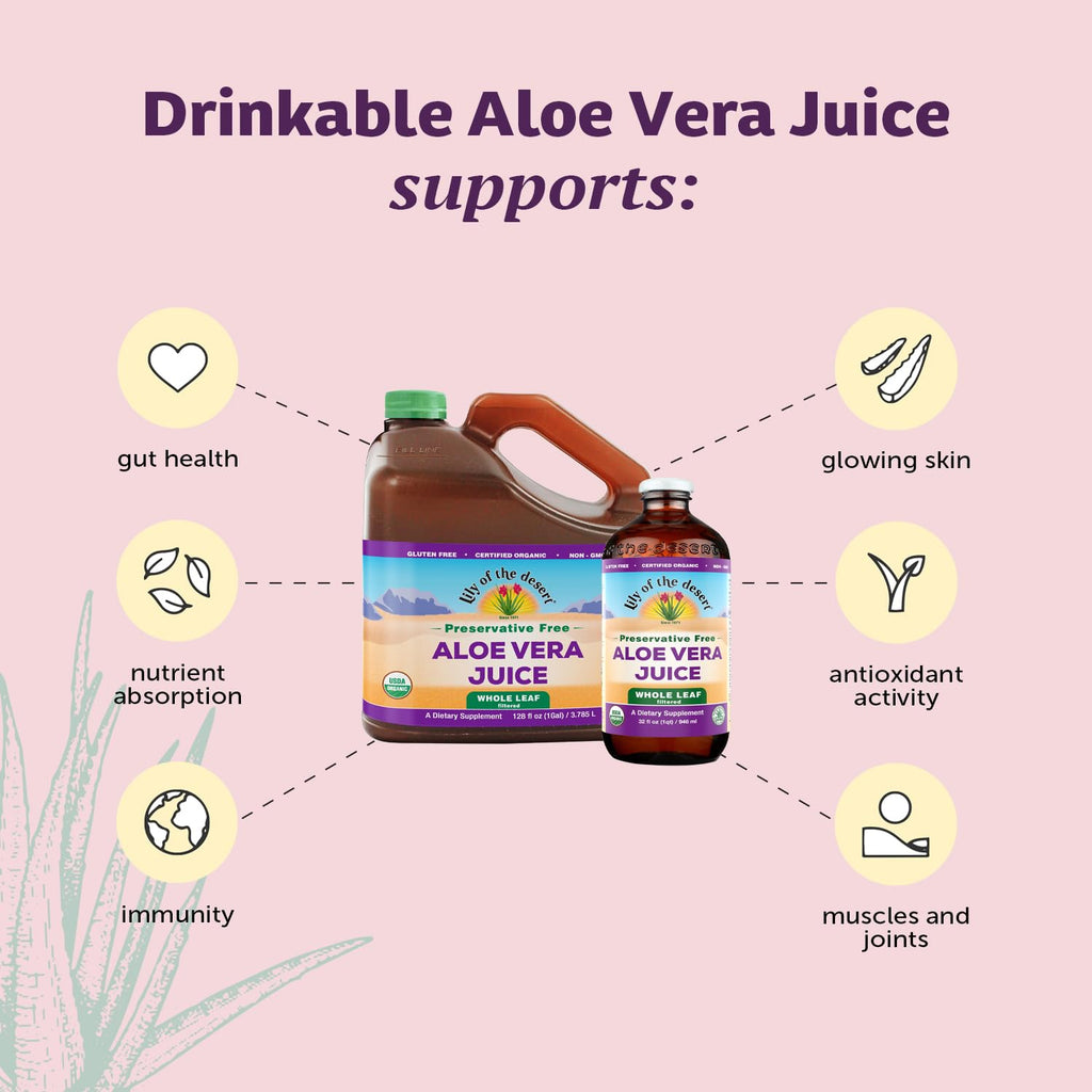 Discover Lily of the Desert Aloe Vera Juice, specially curated by Curat Cart for gut health, glowing skin, and immunity support.