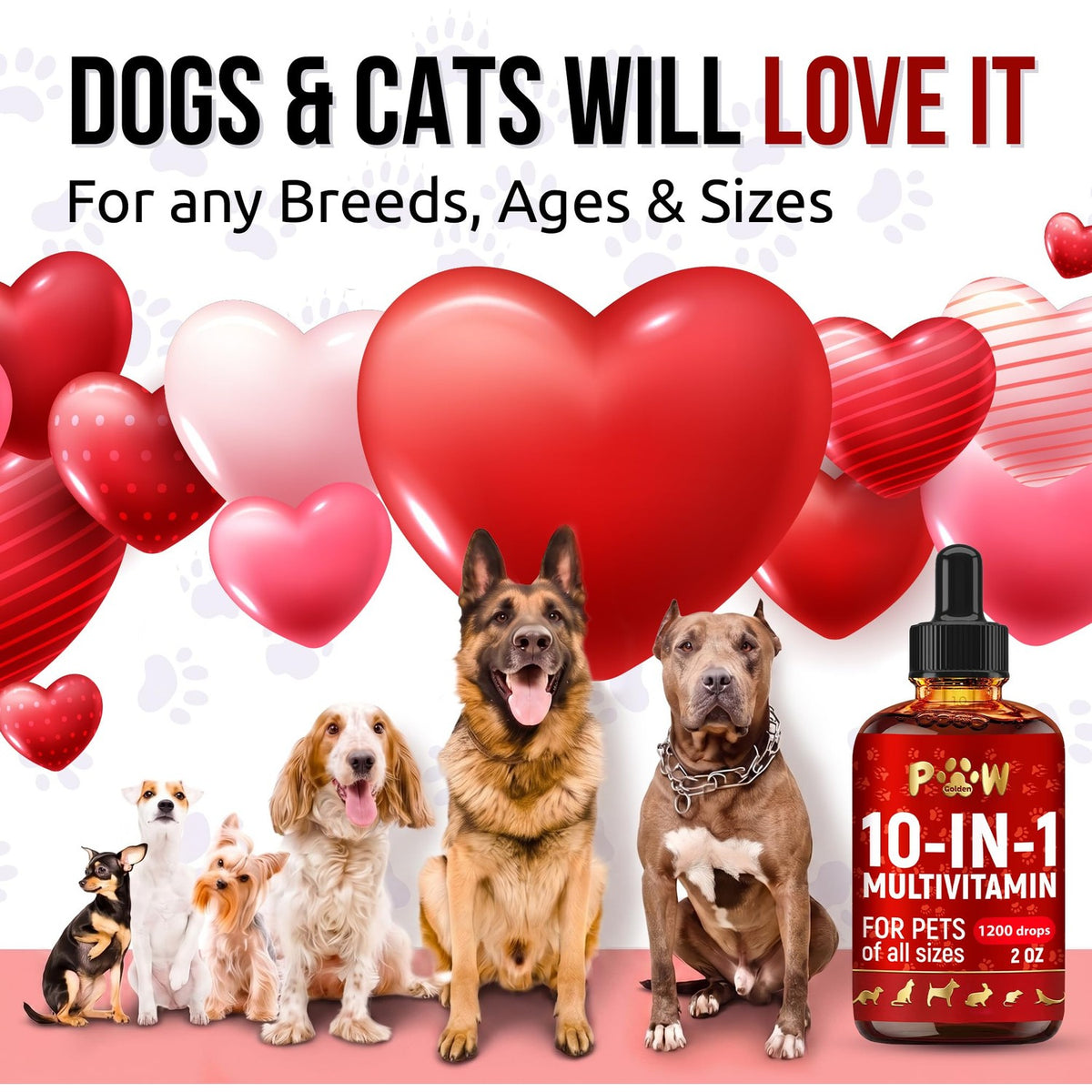 Premium imported liquid multivitamin for dogs, suitable for all breeds and sizes, available at Curat Cart.
