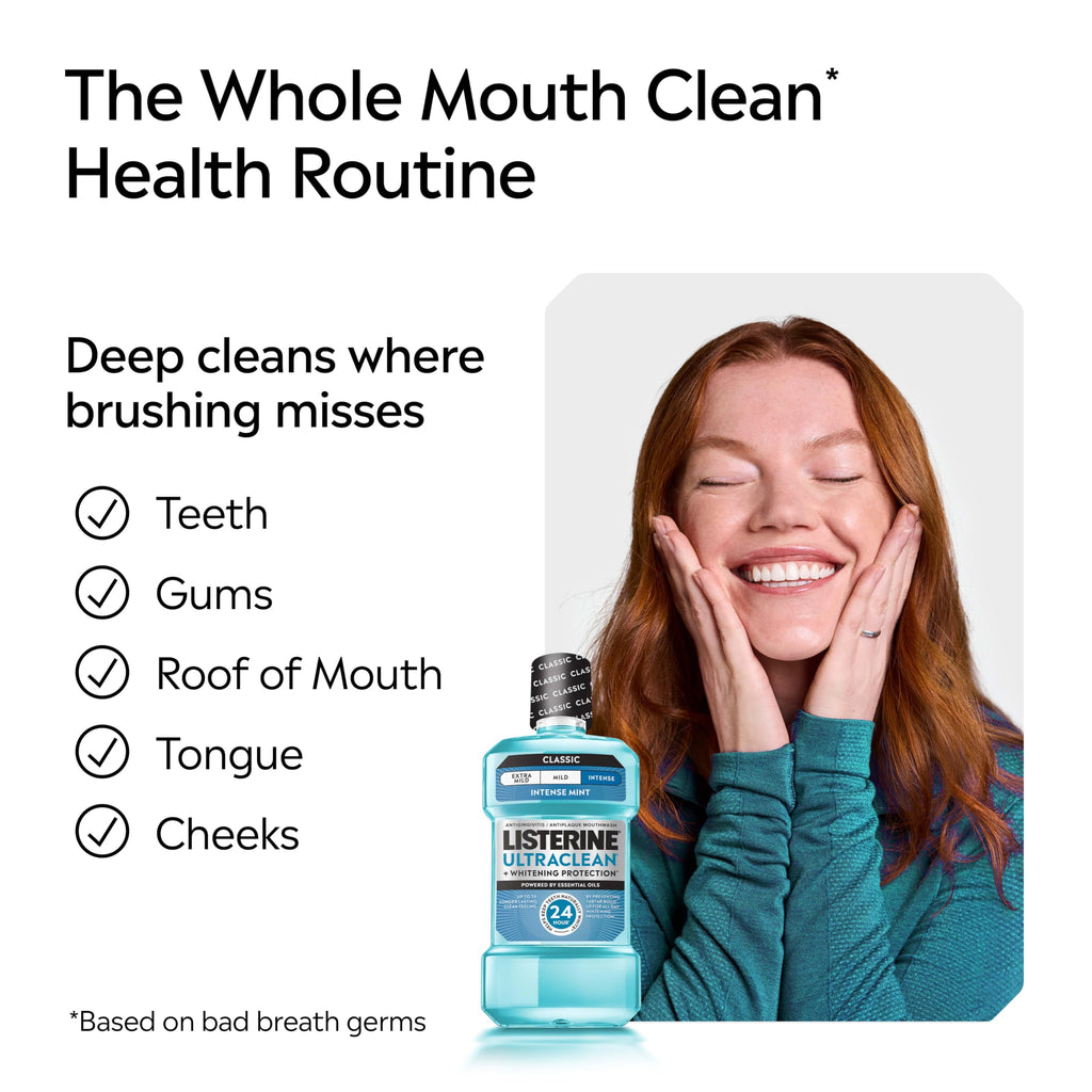 Discover Listerine Ultraclean Mouthwash for a deep clean where brushing misses. Perfect for daily use, available at Curat Cart.