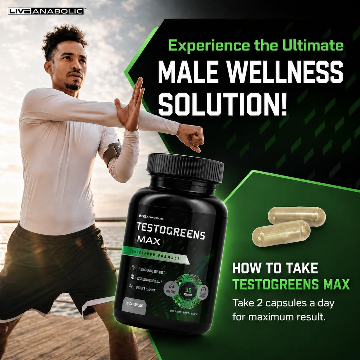 TestoGreens Max Men's Greens Supplement boosts male wellness. Perfect for daily use, upgrade your routine with Curat Cart.