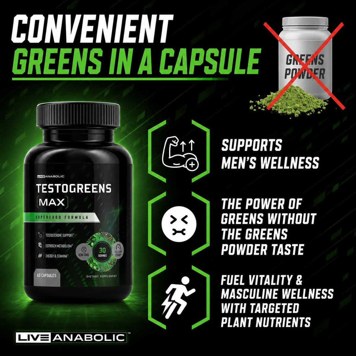 Enhance men's wellness with TestoGreens Max, specially curated by Curat Cart for optimal vitality and plant nutrients.