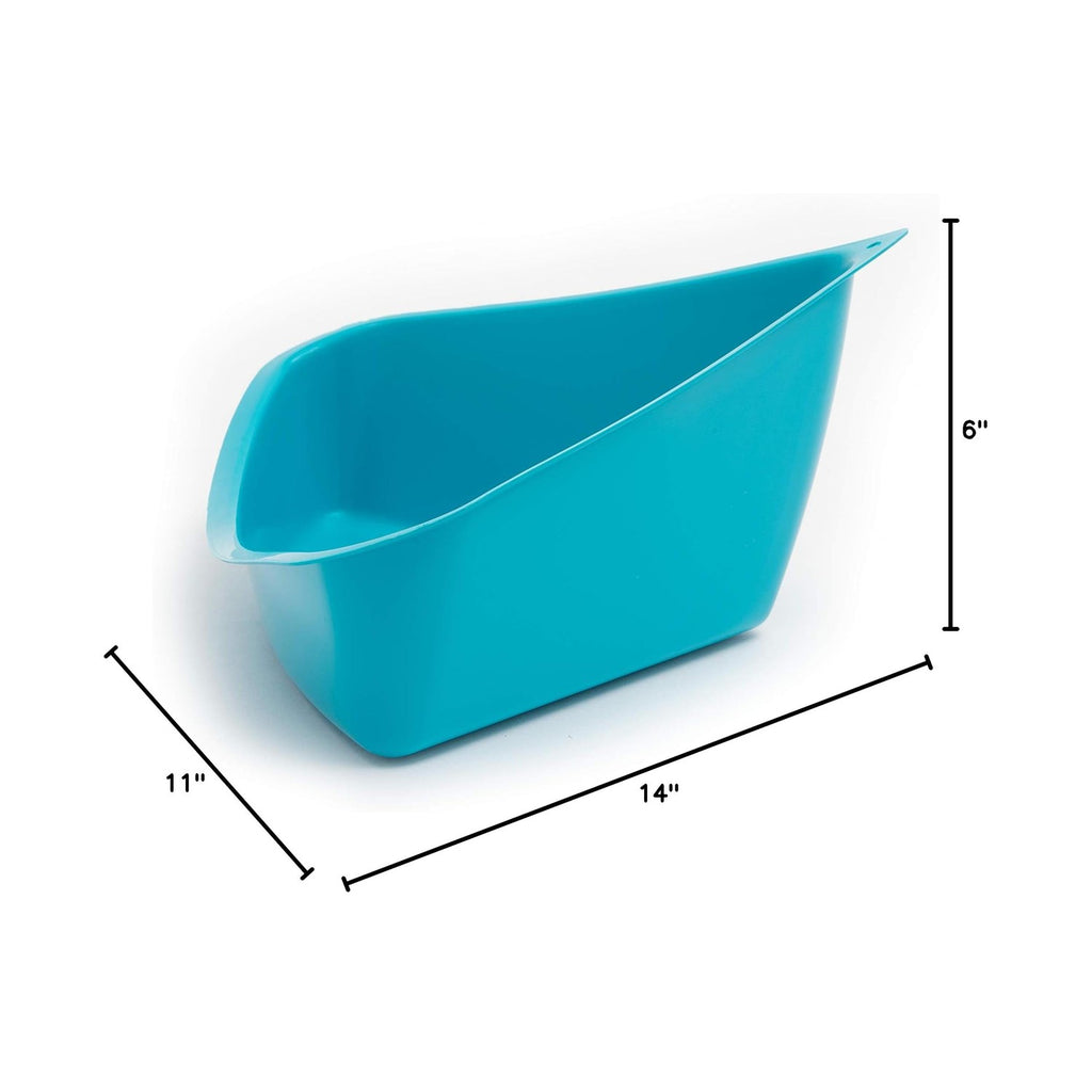 Lixit Corner Litter Pan in vibrant blue, showcasing high-quality material and dimensions for efficient cat hygiene. Available at Curat Cart.