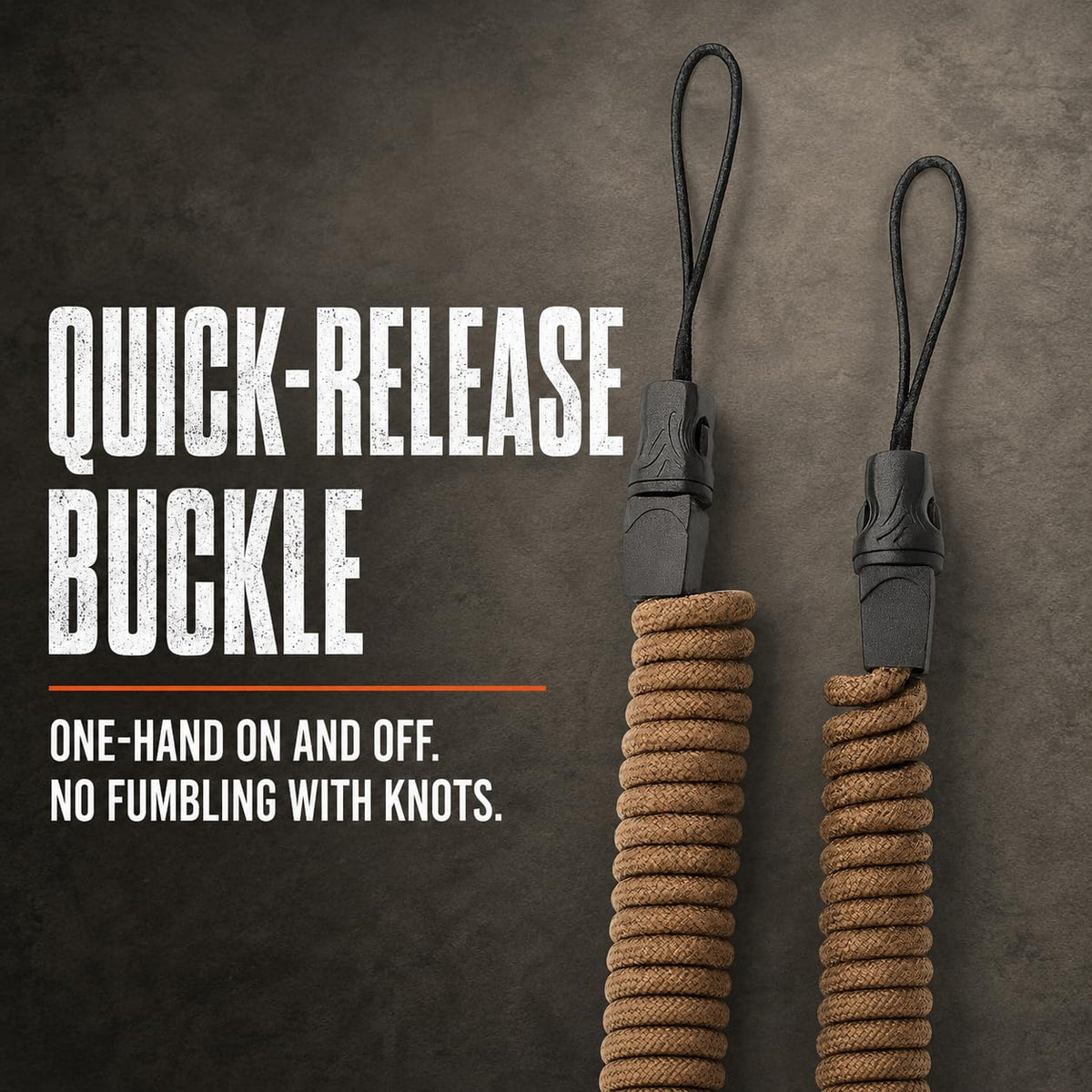 Lone Trail Rangefinder Tether System features a quick-release buckle for easy one-hand operation. Specially curated by Curat Cart.