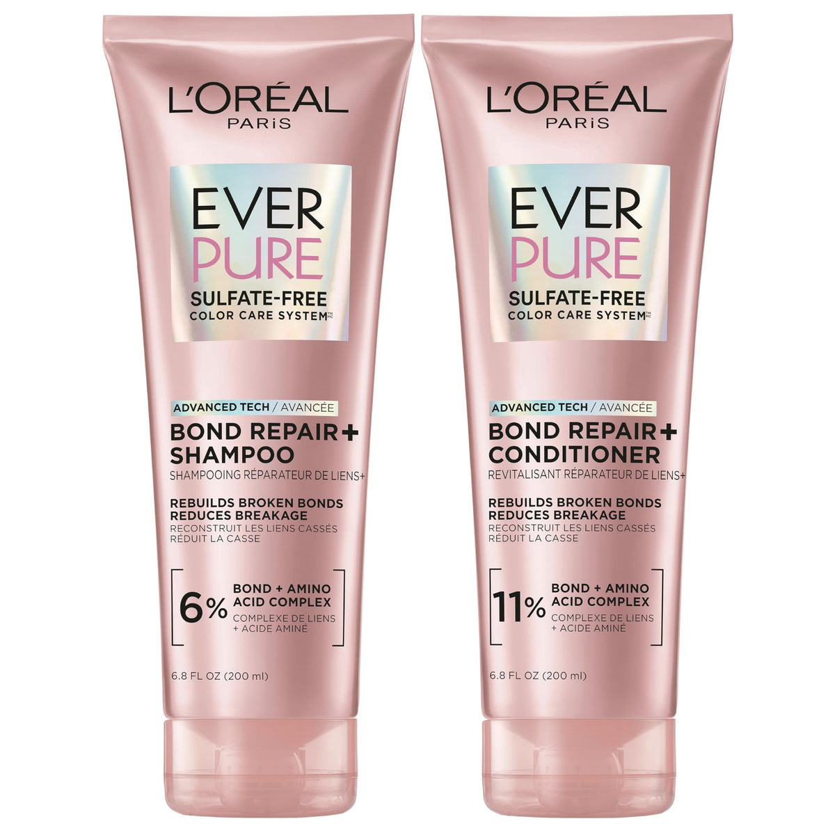 Premium imported L'Oreal Paris Bond Repair Shampoo and Conditioner set, perfect for restoring damaged hair.