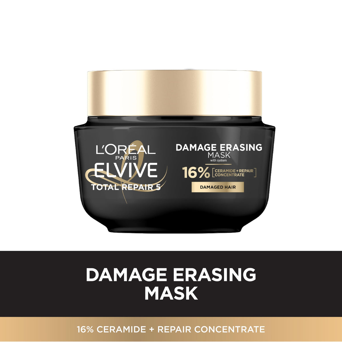 Premium imported L'Oreal Elvive Damage Erasing Mask for damaged hair with 16% ceramide and repair concentrate.
