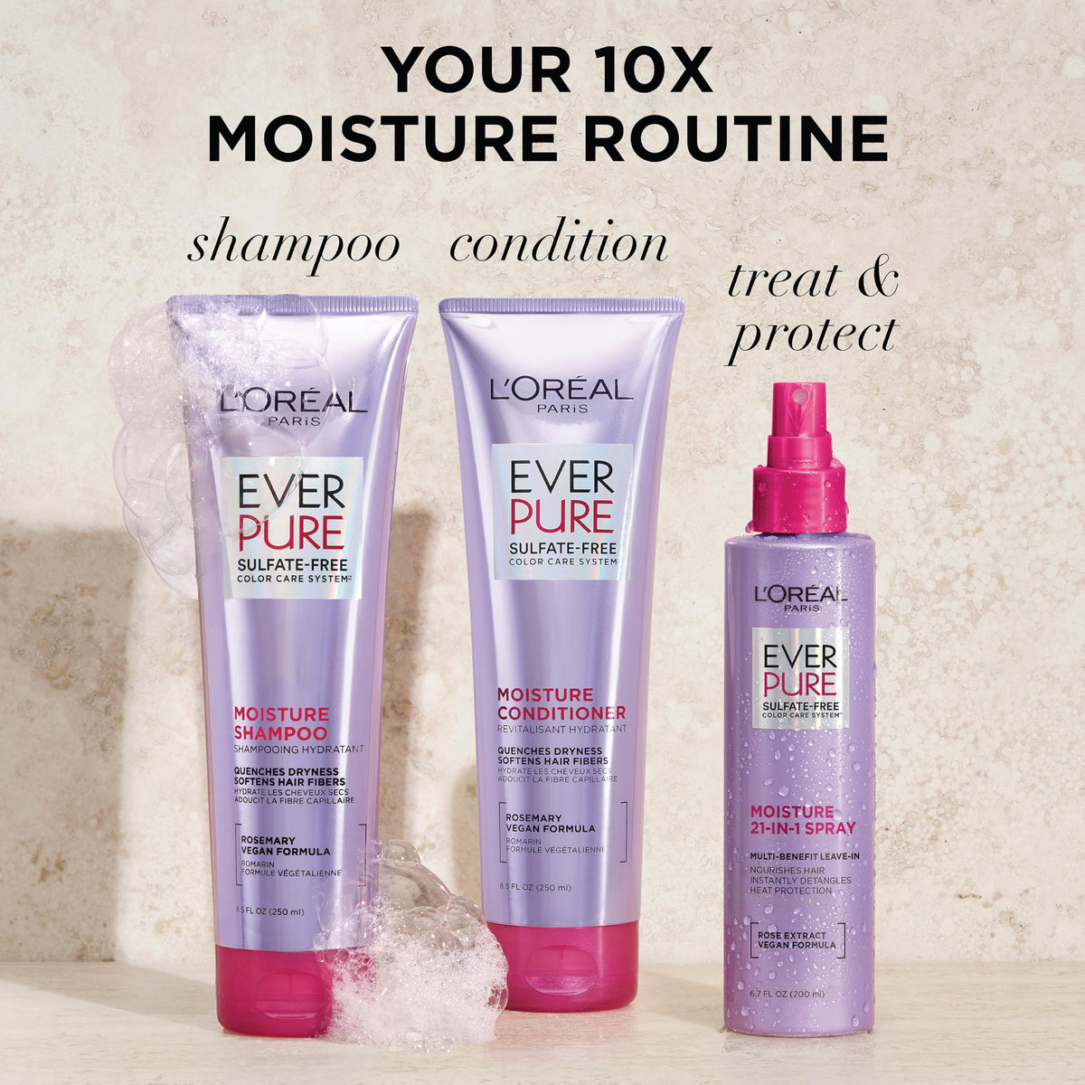 Discover L'Oreal Paris EverPure Leave In Conditioner, part of your ultimate moisture routine, ensuring vibrant, healthy hair.