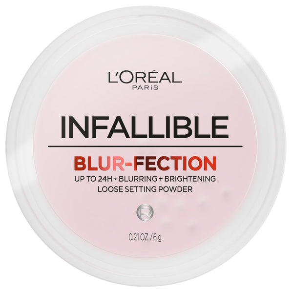 L'Oreal Paris Infallible Blur-fection Longwear Loose Setting Powder, Blurring Face Powder With Up to 24HRs of Wear, Brightening Light Pink, 1 Kit