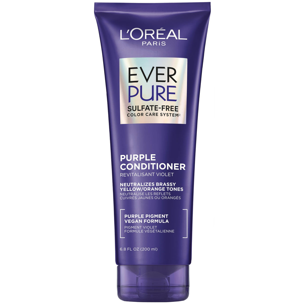 Premium imported L’Oreal Paris EverPure Purple Conditioner, designed to neutralize brassy tones for vibrant color.