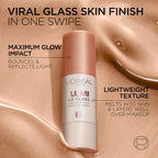 L'Oreal Paris True Match Lumi Le Glass; a highlighter stick for maximum glow impact, lightweight texture melts into skin.