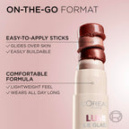 Authentic L'Oreal Paris True Match Lumi Le Glass, featuring on-the-go format, easy-to-apply sticks for long-lasting glow.