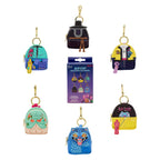 Authentic Loungefly KPop Demon Hunters keychain set featuring colorful designs from the series, ideal for cosplay enthusiasts.