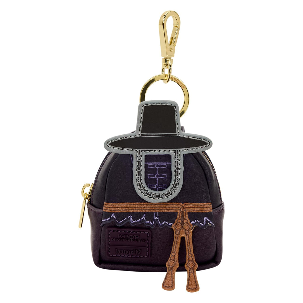 Authentic Loungefly mini backpack featuring Demon Hunters design, complete with buckle and clip for added style.