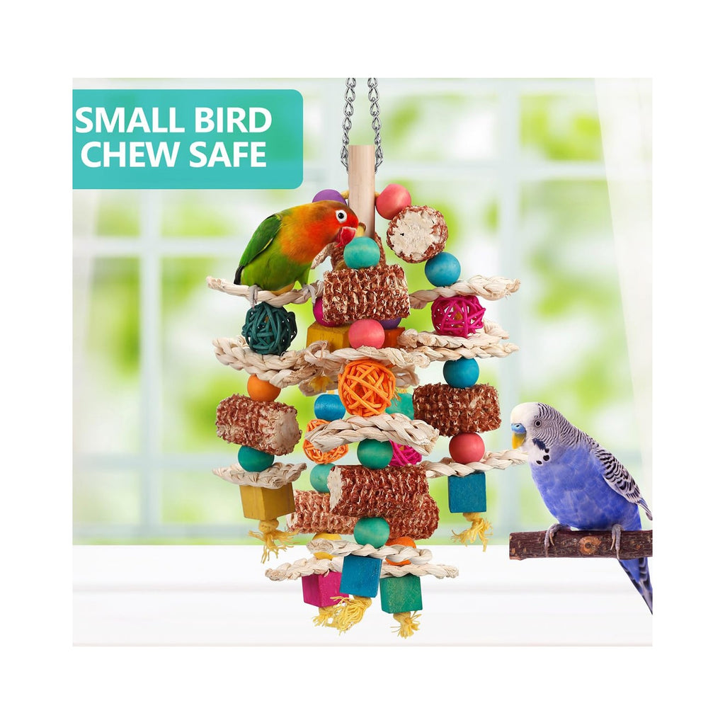 Colorful lovyoCoCo Parrot Toys in official packaging, designed for small birds, available at Curat Cart. Perfect for playful chewers.