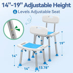 Loyoda Shower Chair features adjustable height from 14'' to 19'', ideal for comfort and stability. Perfect for daily use at Curat Cart.