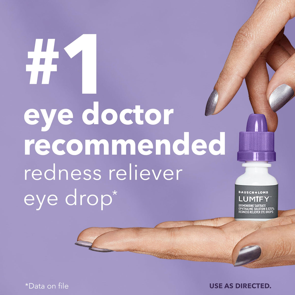 Lumify Redness Relief Eye Drops in official packaging, #1 eye doctor recommended for effective relief. Available at Curat Cart.
